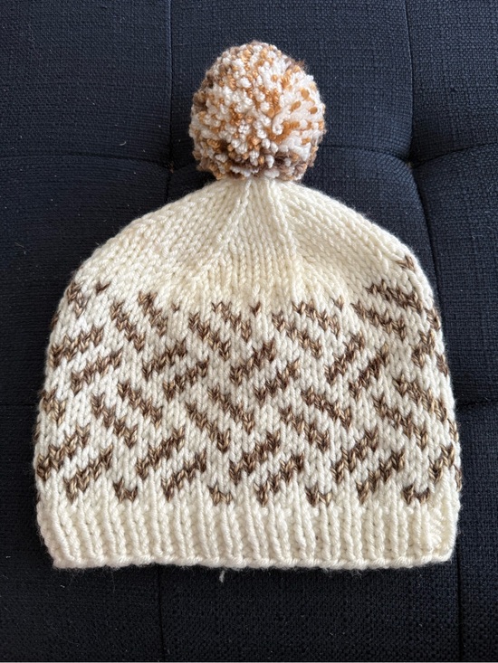 Hand knit crosshatch beanie
